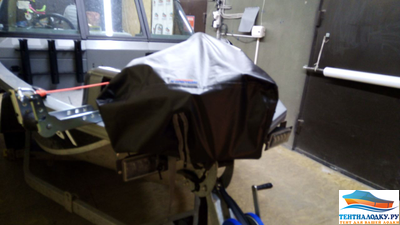 Тент на лодку ВОЛЖАНКА 46 FISH - 2020 ( с кринолинами без лееров на носу)