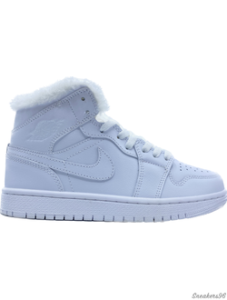 Nike Air Jordan 1 Retro all Black (с мехом) Мужские (40-45)