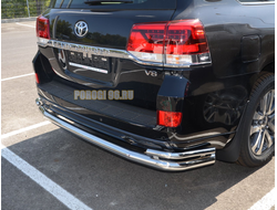 Защита заднего бампера угловая большая d76/42 для Toyota Land Cruiser 200 Executive Lounge (2018-...)