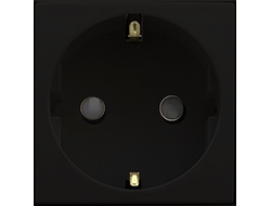 Розетка 2К+З матовая черная со шторками, безвинтовые клеммы, 2 модуля, Efapel Quadro 45