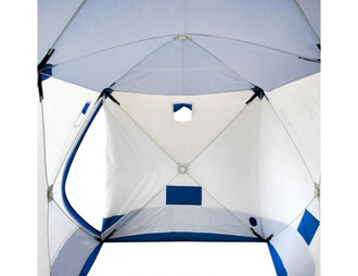 Палатка зимняя сдвоенный куб СЛЕДОПЫТ (3,8х1,9м) 2-комнатная, 6-местная, 3-слойная