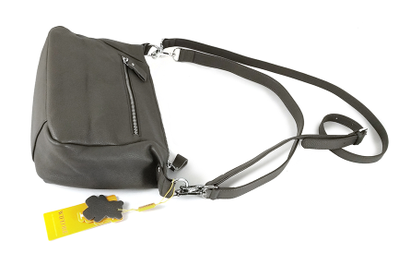 (АРТИКУЛ: 7503/1) СУМКА ЖЕНСКАЯ, НЕБОЛЬШАЯ, НАТУРАЛЬНАЯ КОЖА, СЕРАЯ, С ДЕКОРАТИВНЫМ НАРУЖНЫМ КАРМАНОМ, С ПЛЕЧЕВЫМ РЕМНЕМ