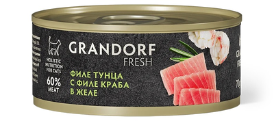 Grandorf Fresh консерва для кошек Филе тунца с филе краба в желе, 70 г