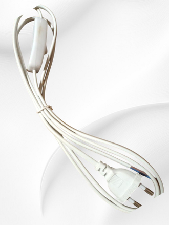 Провод для светильника скрученный, с кнопочным выключателем, 1.8 м, белый