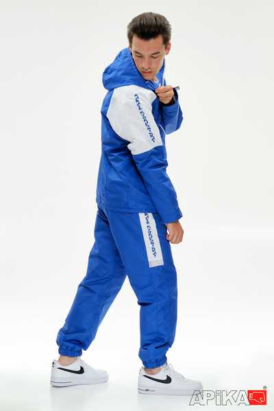 APIKA ветрозащитный тренировочный спортивный костюм ярко-синий с белым
