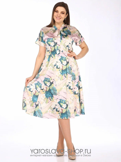 Нарядное платье отрезное по талии с бантом "галстук"