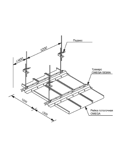 Рейка A100AS, закрытого типа A903RUS01, белый, матовый, L=4.00м