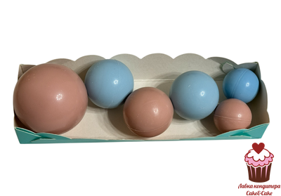 Набор шаров из шоколадной глазури Голубой/Бежевый, 6 шт.