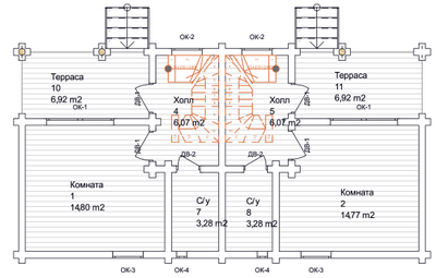 Дом для базы отдыха "Геленджик" из оцилиндрованного бревна, 120 м2