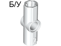 ! Б/У - Technic, Axle and Pin Connector Angled #2 - 180 degrees, White (32034 / 4125554 / 6271870) - Б/У