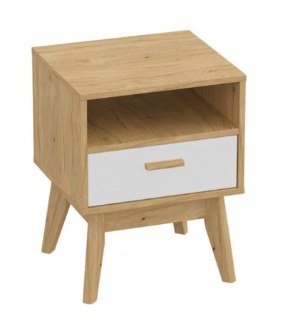 Калгари Тумба гостиная 440х400х570 Дуб натуральный светлый / Белый матовый