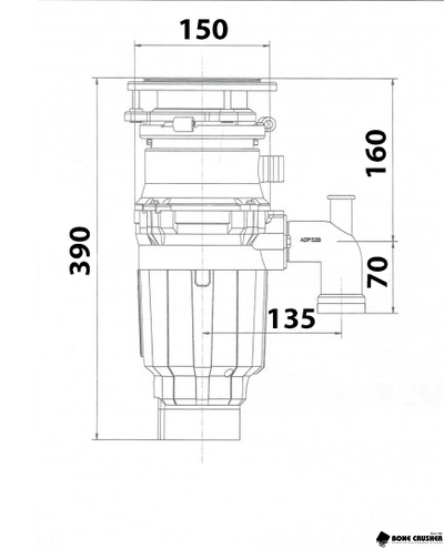 Измельчитель пищевых отходов Bone Crusher BC 910 Slim LIne +комплект труб