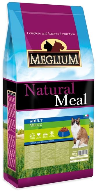 Meglium Adult Beef корм с говядиной для взрослых кошек всех пород, 15 кг
