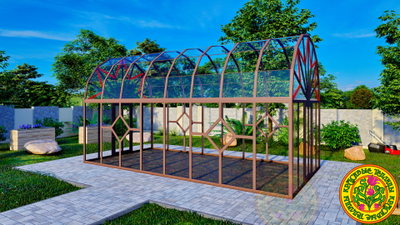 Купольная теплица из алюминия и стекла шесть на три с половиной метра