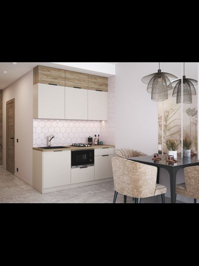 Бохо кухня 1,8 м Дуб Крафт Серый/Кашемир