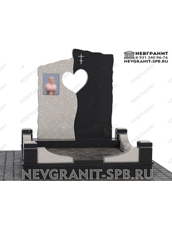 Гранитный комплекс  264 сердце  из белого и черного гранита