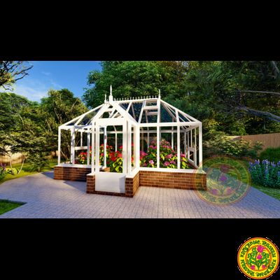 Базовая комплектация теплицы в английском стиле с холлом из стекала и алюминия ЕЛИЗАВЕТА XSP размером 5000 х 2500 мм