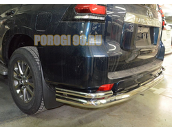 Защита заднего бампера угловая большая d76/42 для Toyota Land Cruiser Prado 150 (2017-...)