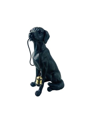 Настольная лампа "Собака сидячая черная"