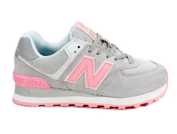 New Balance 574 Серые с розовым и белой подошвой (36-40) Арт. 075М