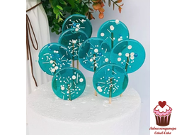 Леденец Круг 5 см с посыпкой, цвет Голубой