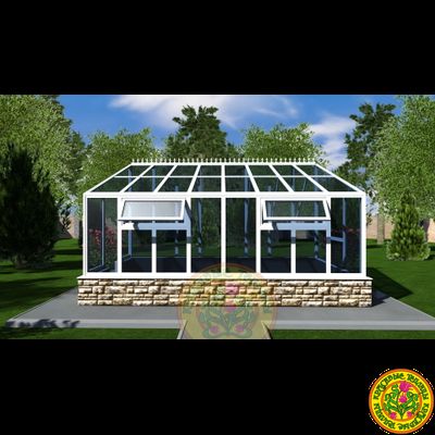 Базовая комплектация теплицы из стекла и алюминия МОНИКА размером 5000 x 2500 мм