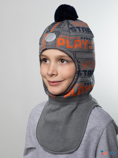 Шапка-шлем  21202-06, цвет темно-серый, оранжевый, р. 52-54