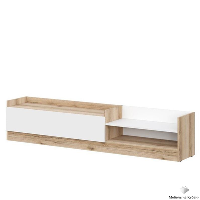 Брауни тумба для телевидеоаппаратуры Дуб Делано/Белый