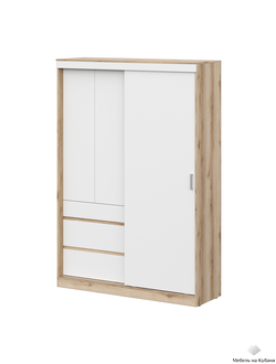 Брауни шкаф-купе (1,5м) Дуб Делано/Белый