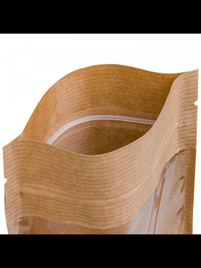 Пакет бумаж. &quot;дой-пак&quot; с/о 40мм (крафт, зип), 200*300 (45+45)мм