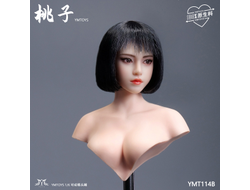 Женская голова (скульпт) с черным каре и подвижными глазами - 1/6 scale Asian female head sculpt with movable eyes Taozi (YMT114A) - YMTOYS
