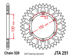Звезда ведомая алюминиевая (48 зуб.) RK A4001-48 (Аналог: JTA251.48) для мотоциклов Yamaha