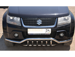 Защита переднего бампера волна+акула d53/42 для Suzuki Grand Vitara 3D (2005-2012)