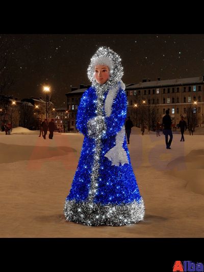 Световая фигура Снегурочка в синем наряде, h=1,8 м