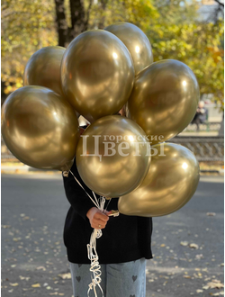 золотые воздушные гелиевые шары