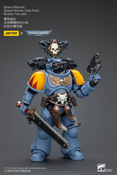 Космодесантник Космических Волков (Warhammer 40k) - КОЛЛЕКЦИОННАЯ ФИГУРКА 1/18 Space Wolves Claw Pack Brother Torrvald (JT2733) - JOYTOY