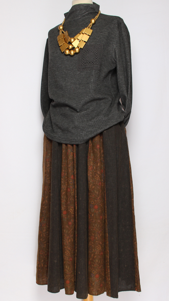 ЮБКА "МНОГО КЛИНЬЕВ" шоколад, оранжевая до р.52