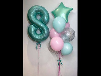 Композиция шаров мята с цифрой