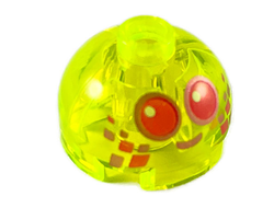Brick, Round 2 x 2 Dome Top with Dark Pink Eyes with Metallic Pink Outlines and Smile Pattern, Trans-Neon Green (553pb038 / 6294894)