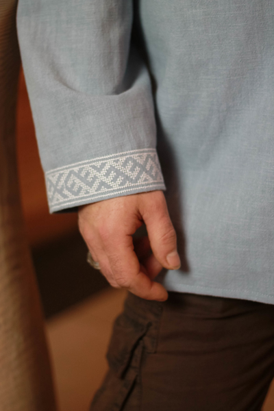 Рубаха с капюшоном «Утро Сварога» небесная