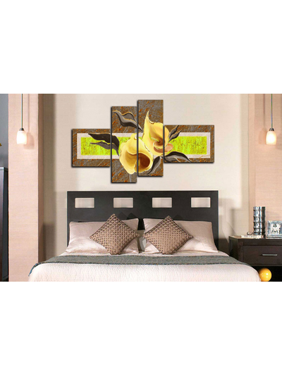 Модульная картина "Цветы на зеленом"