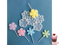 Силиконовая форма для леденцов Цветочки 6 яч.