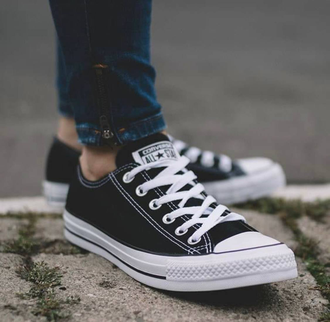 Кеды Converse All Star черно-белые низкие M9166