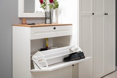 Тумба для обуви Остин 16.121 белый шагрень, дуб вотан