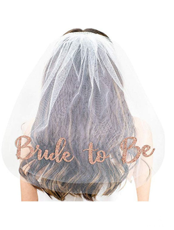 Фата " Bride to be", цвет: белый, надпись роуз голд