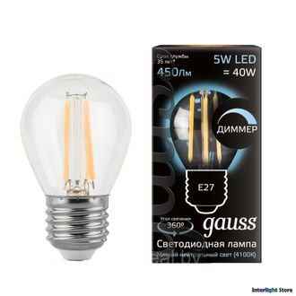 Gauss LED Filament Globe Dimmable P40 5w 840 E27