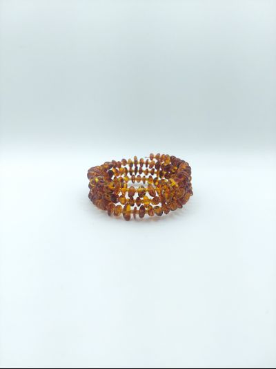 Браслет из темно-медового янтаря , тройной , безразмерный