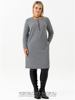 Модель :4098.Женское платье прямого силуэта в сером цвете