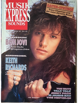 Musikexpress Sounds Magazine November 1988 Bon Jovi Иностранные музыкальные журналы, Intpressshop