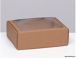 Коробка-шкатулка с окном Бурая 27 х 21 х 9 см
